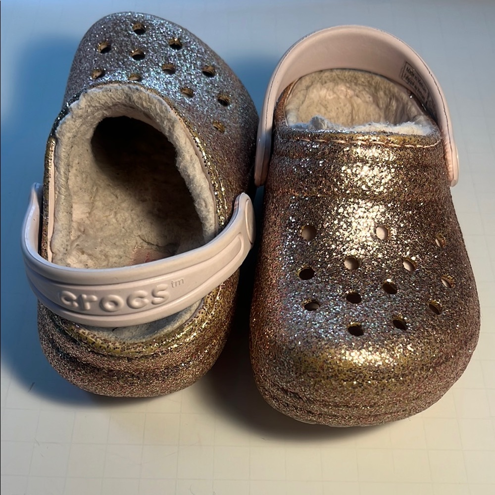 Crocs Kids Glitter Clogs - Gold